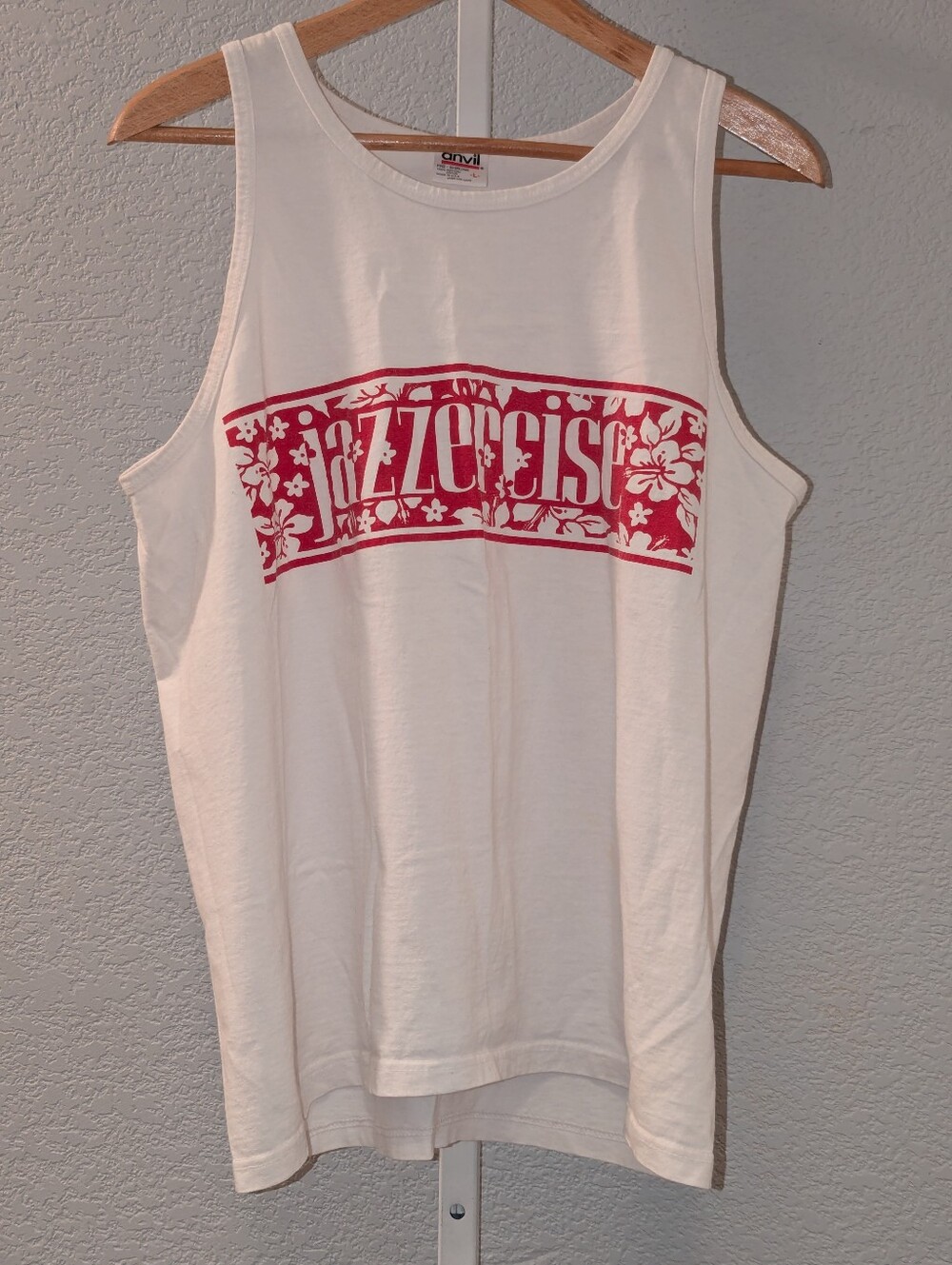 Vintage Jazzercise White And Red Tank Size Large